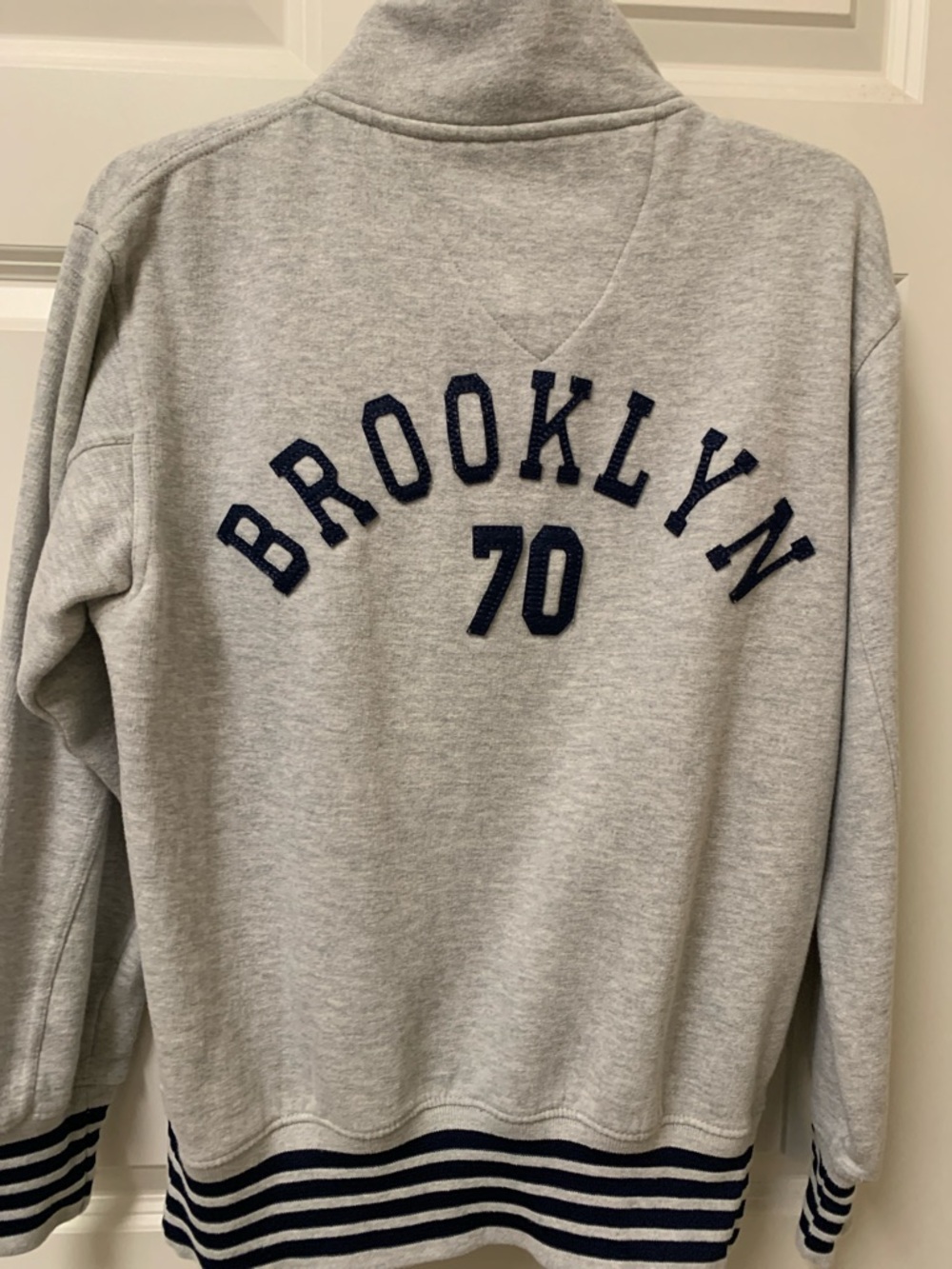 Brooklyn Xpress Light Gray zippered sweatshirt
